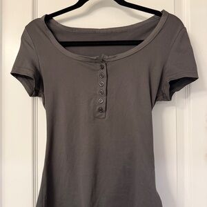 Gray Button-Up Women's Top